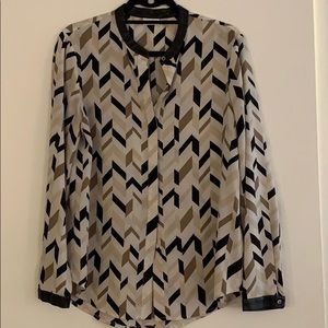 DKNYC Button Down with Faux Leather Accents